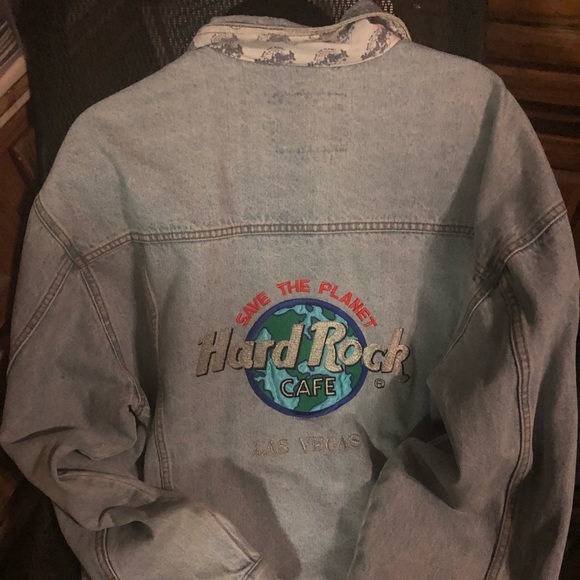 Vintage Las Vegas Hard Rock Cafe Denim Jacket- 513 $35 or $35 w/offer - Picture 1 of 6